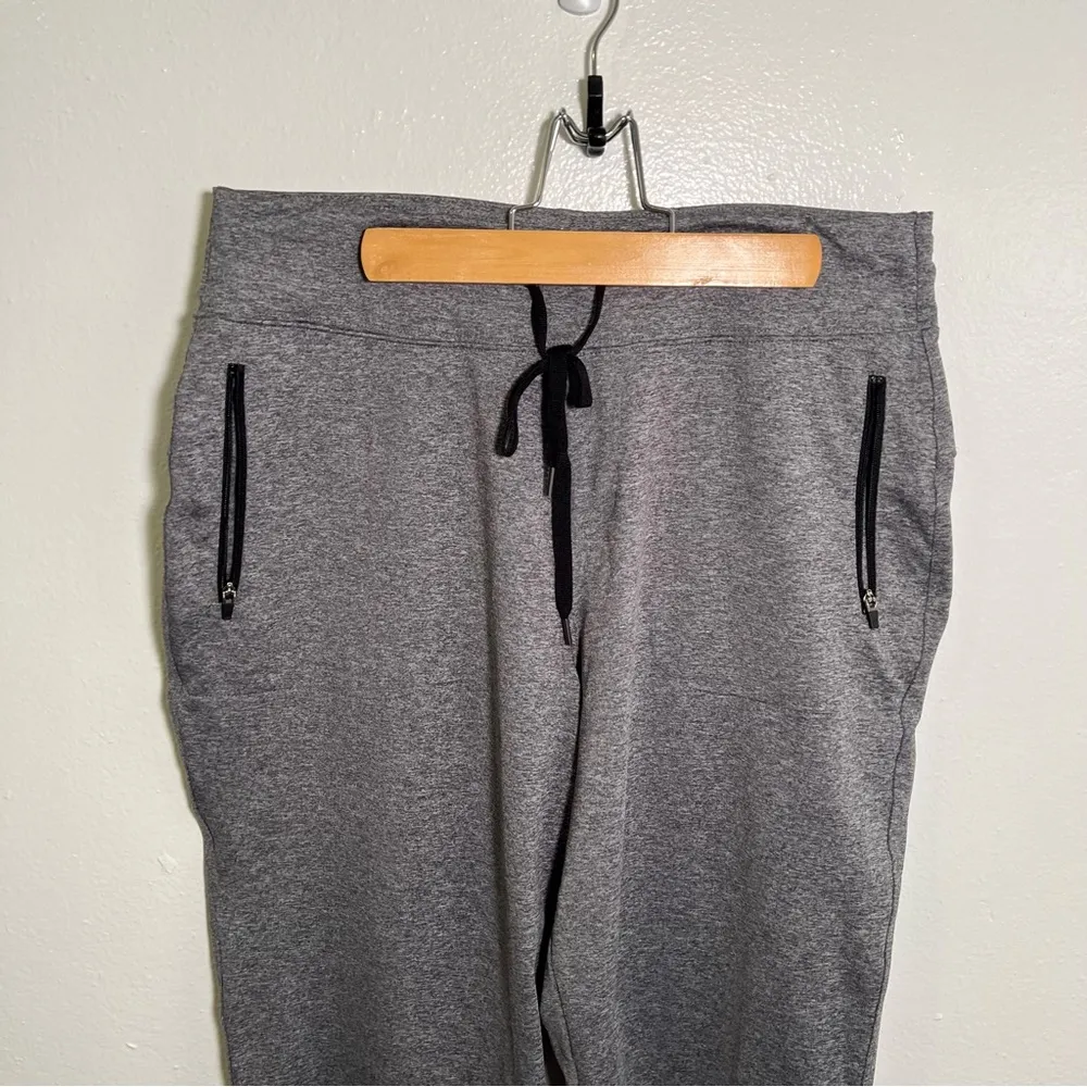 Cropped Athletic Pant Heathered Gray Wide Leg L Size L - Image 2
