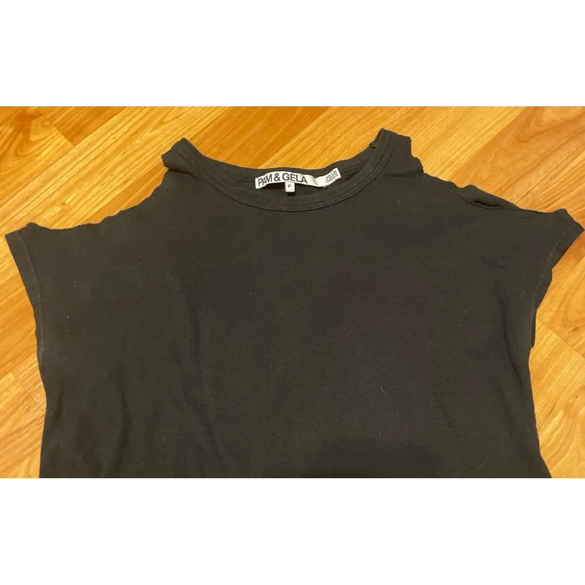 Pam &‎ Gela Women's Shoulder Cut Out sleeveless  Black Shirt - Image 6