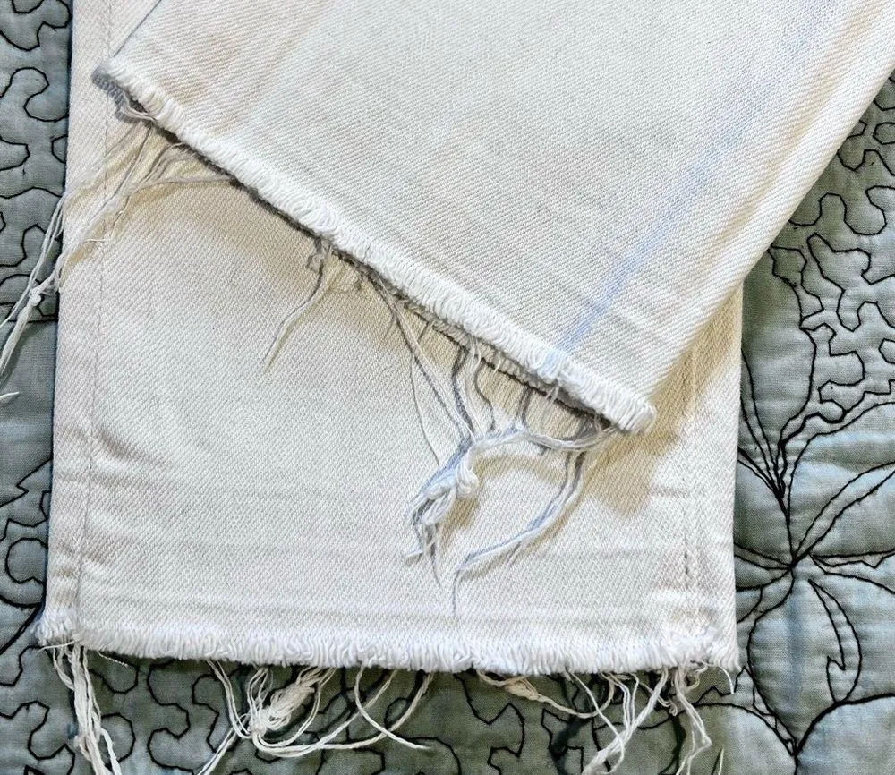 AG ADRIANO GOLDSCHMIED Stevie Slim Straight Raw Hem White Crop Ankle Jeans Sz 28 - Image 5