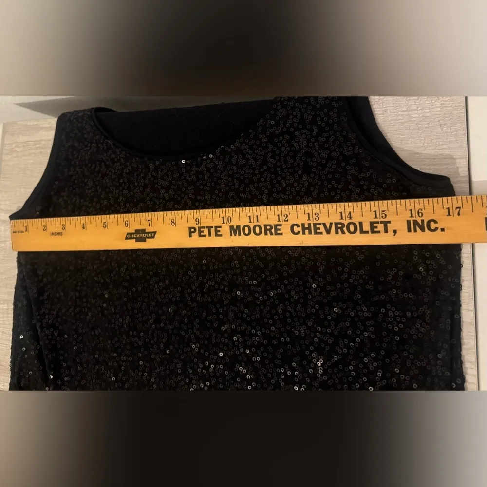 Eileen Fisher Silk All Over Sequin Mini Dress LBD Party NYE Festive Size Medium - Image 7