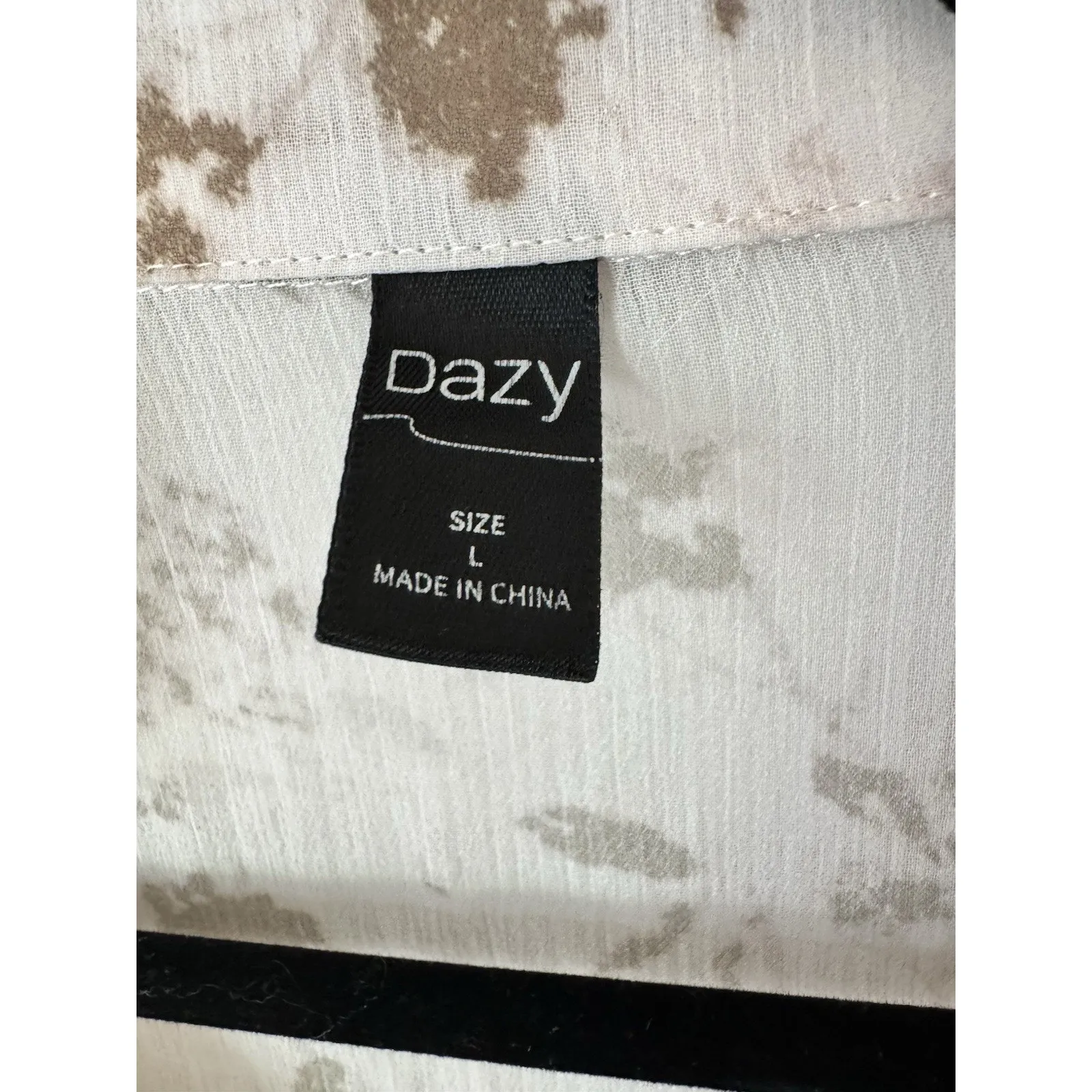 Dazy Sheer Floral Button Front Long Duster Blouse Tie Front Women’s Size Large - Image 5