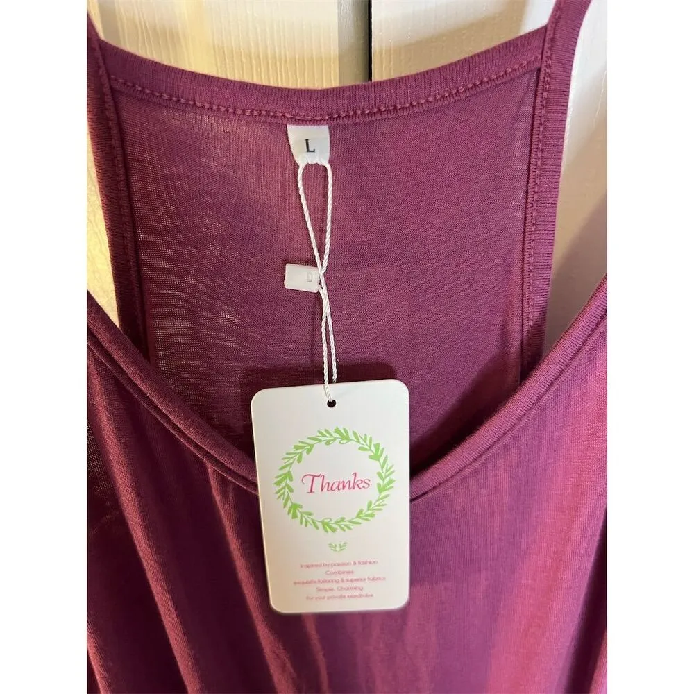 Women's Sleeveless Spaghetti Strap Jumpsuit Purple Size L Standard Casual Size L - Image 3