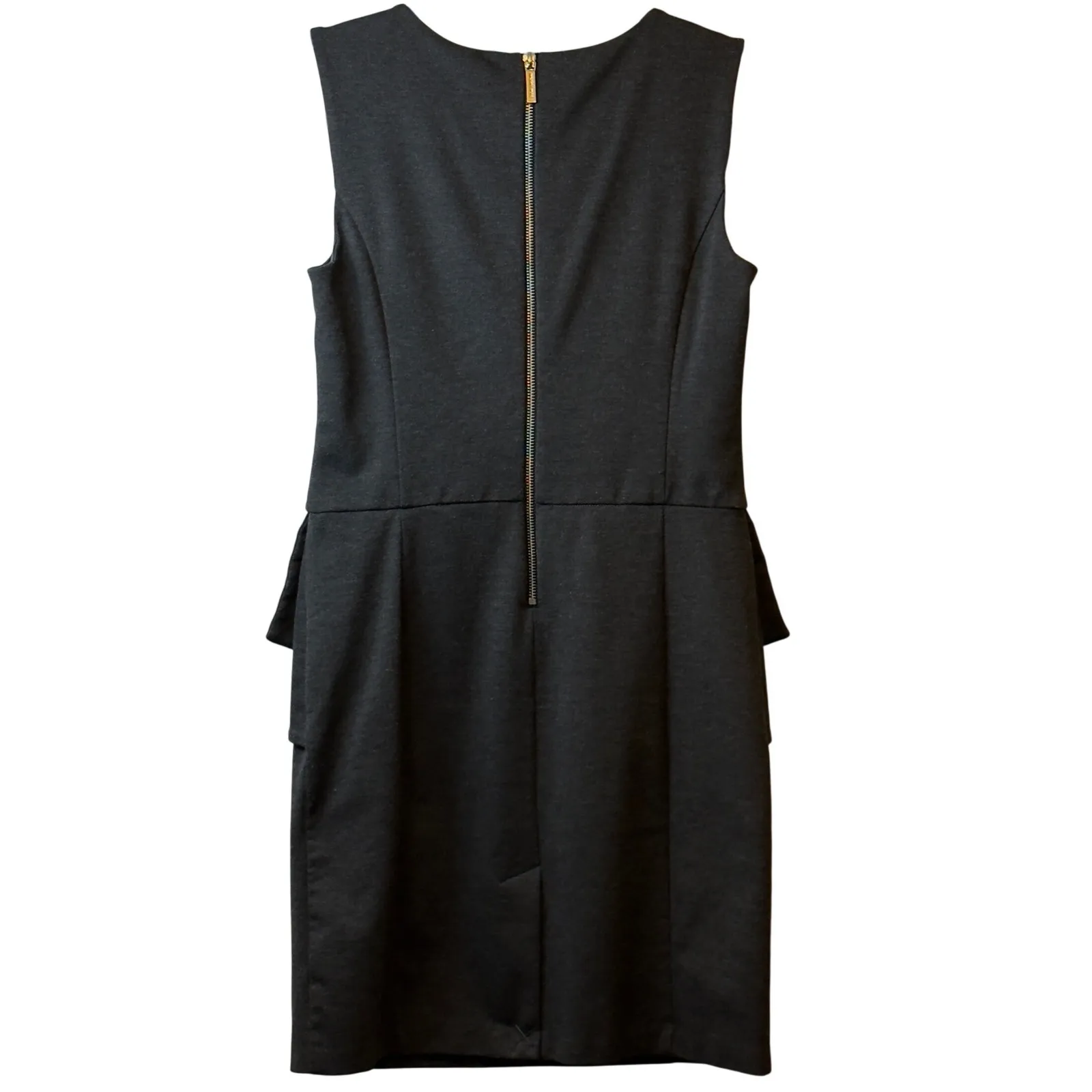 MICHAEL Michael Kors Women Charcoal Grey Sleeveless Peplum Sheath Dress Size 8 - Image 4