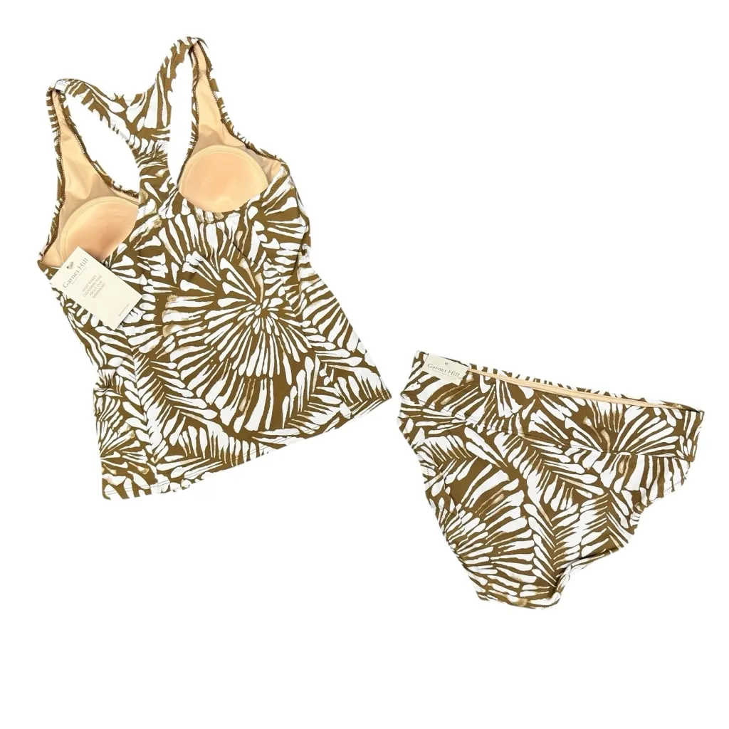 NEW Garnet Hill Tankini Top Bikini Bottoms Swimsuit Swim Set Brown 10 NWT - Image 2