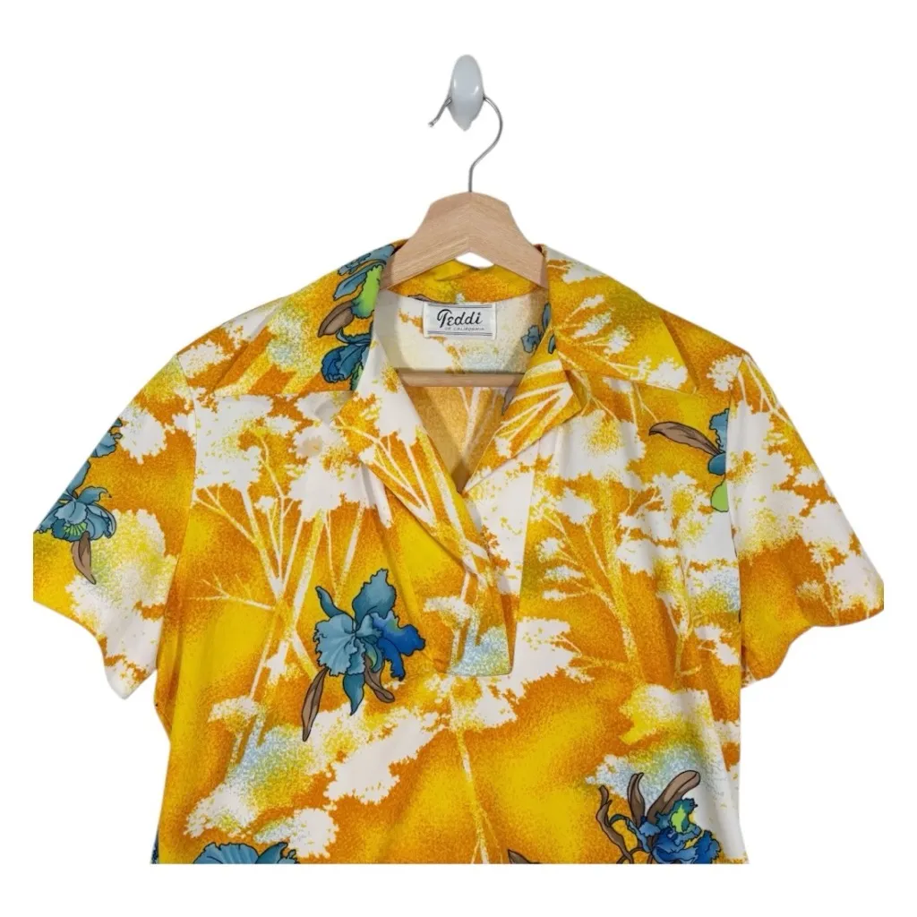 Vintage Teddi 70s Short Sleeve Top Size Small Yellow - Image 3