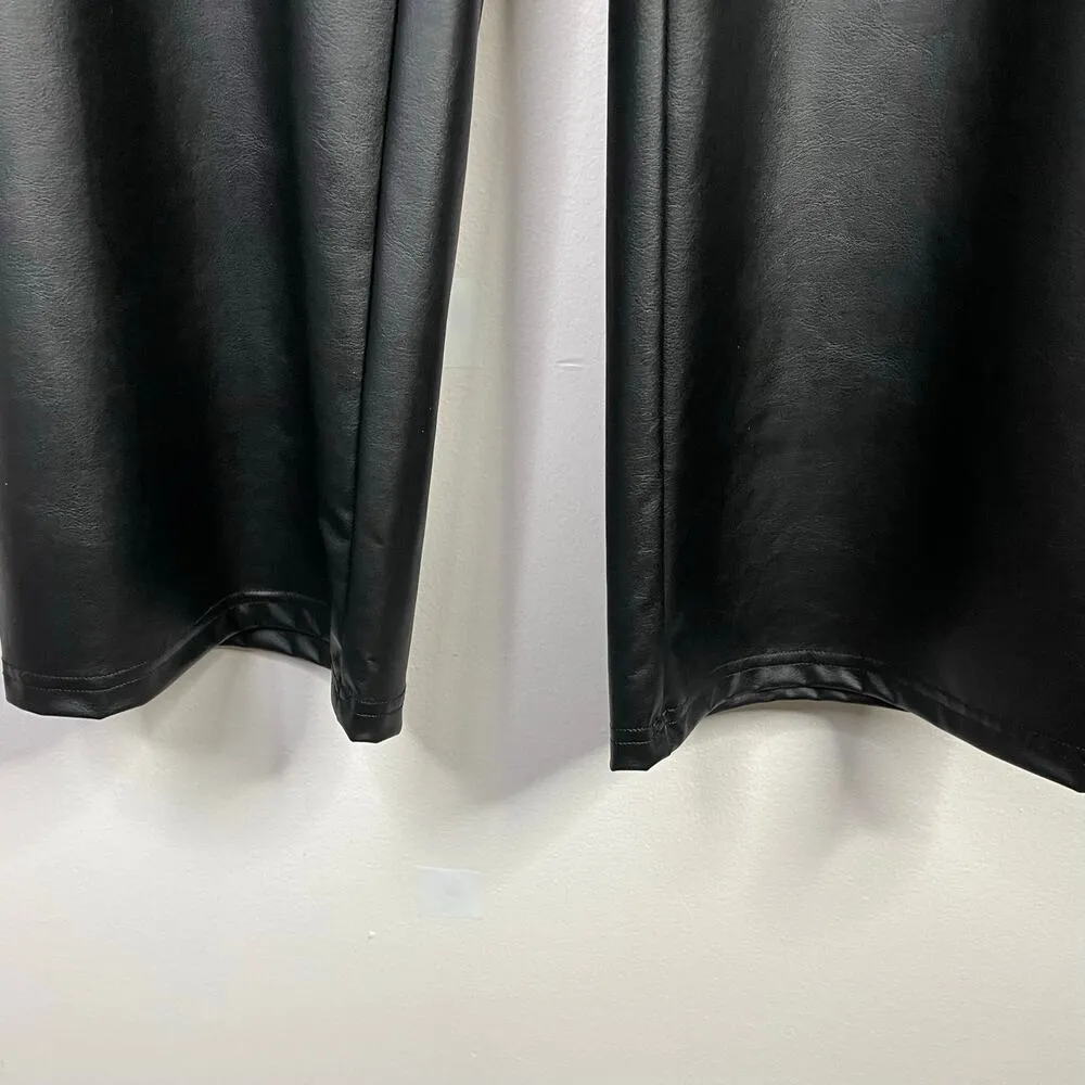 OFFLINE Aerie Real Luxe Faux Leather Wide Leg Pants Black Vegan Womens M New NWT - Image 7