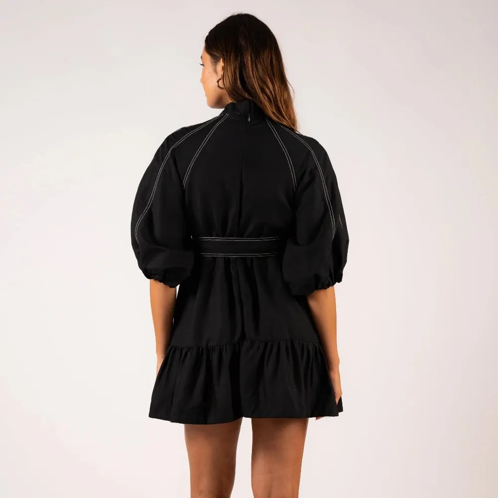 NWT Aureta Studio Florence Mini Dress Black Size Small - Image 3