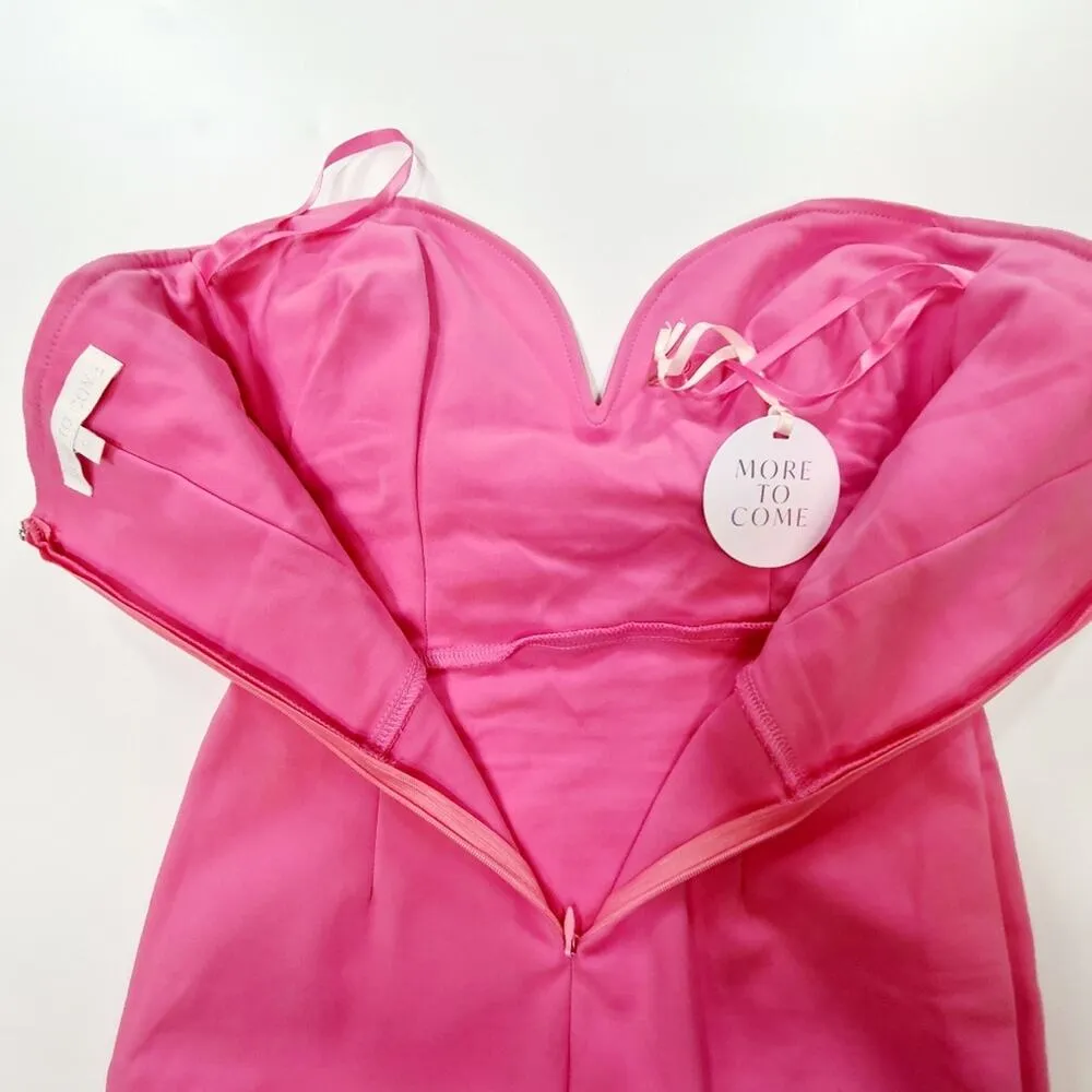 MORE TO COME Sophia Strapless Midi Dress in Pink Small - Image 8