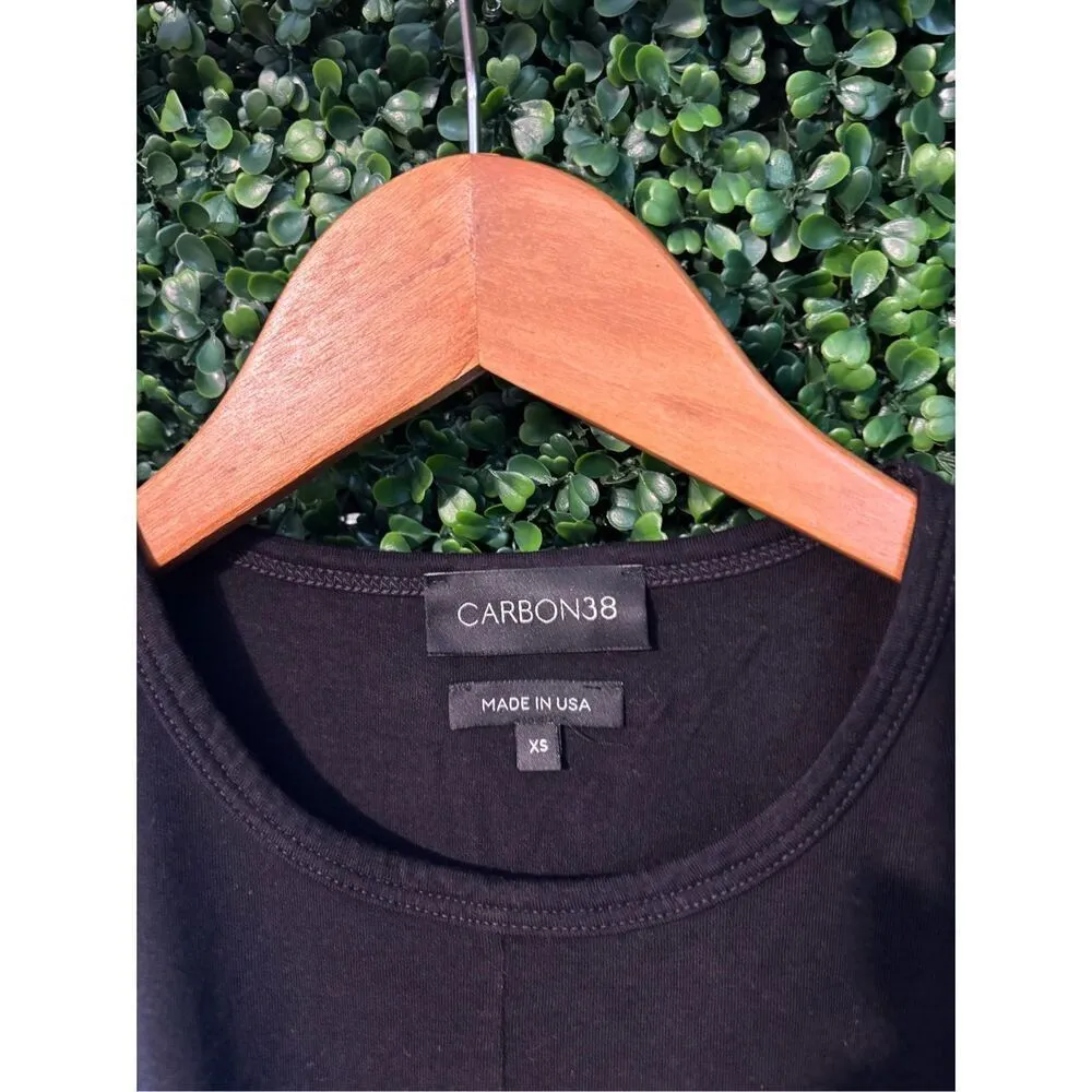 Carbon38 Black Cropped Twist Front Tank Top Sz XS NWOT Black - Image 2