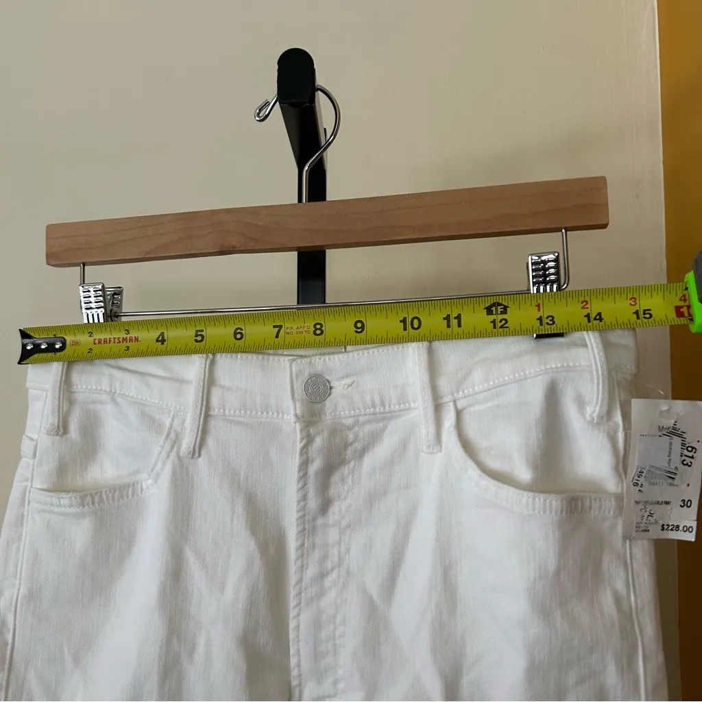 MOTHER The Hustler Ankle Fray Jeans Flare Raw Hem White NWT $228 Size 30 (US 10) - Image 11