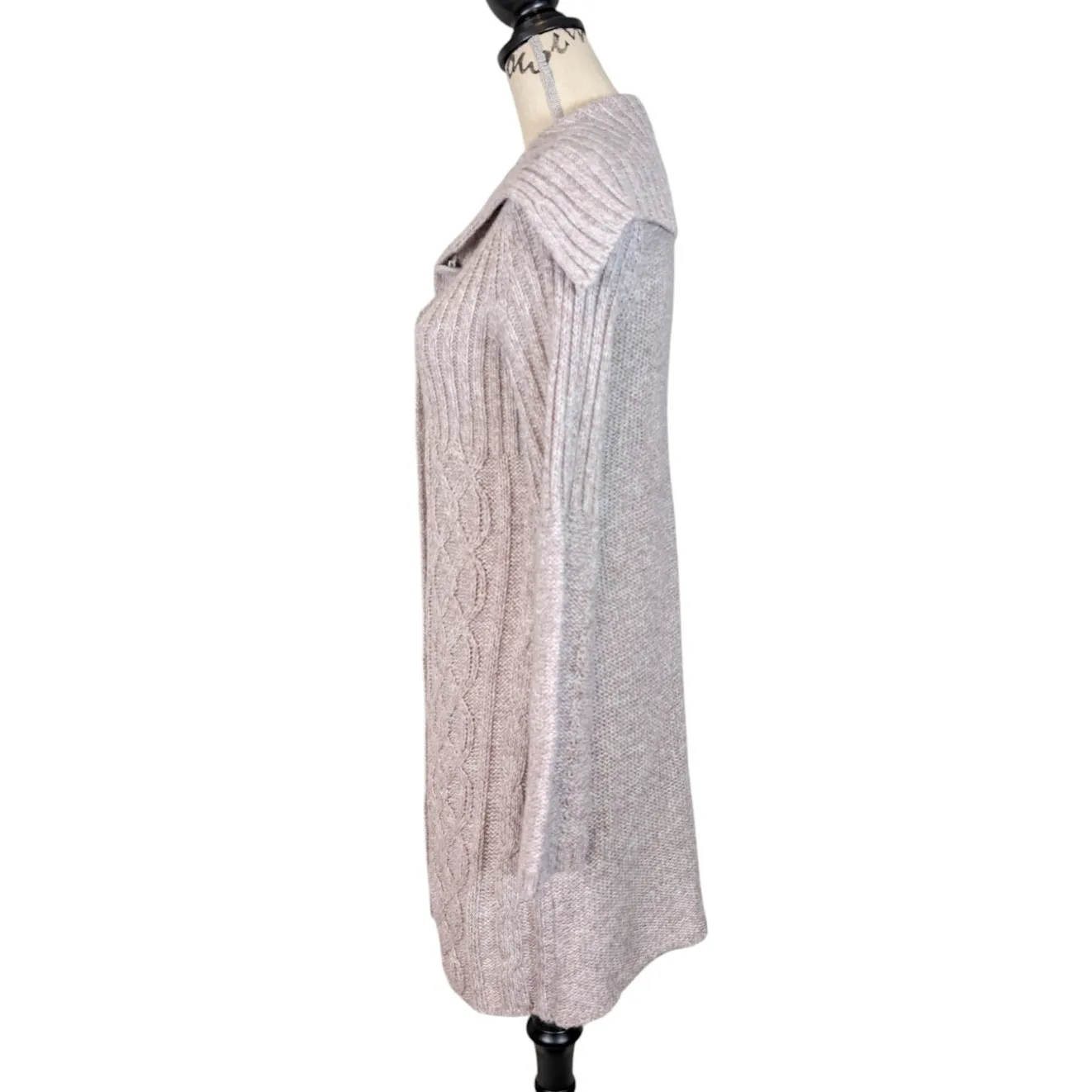 Y2K Cable Knit Cardigan Sweater Coat by It's Our Time Beige Medium - Image 3