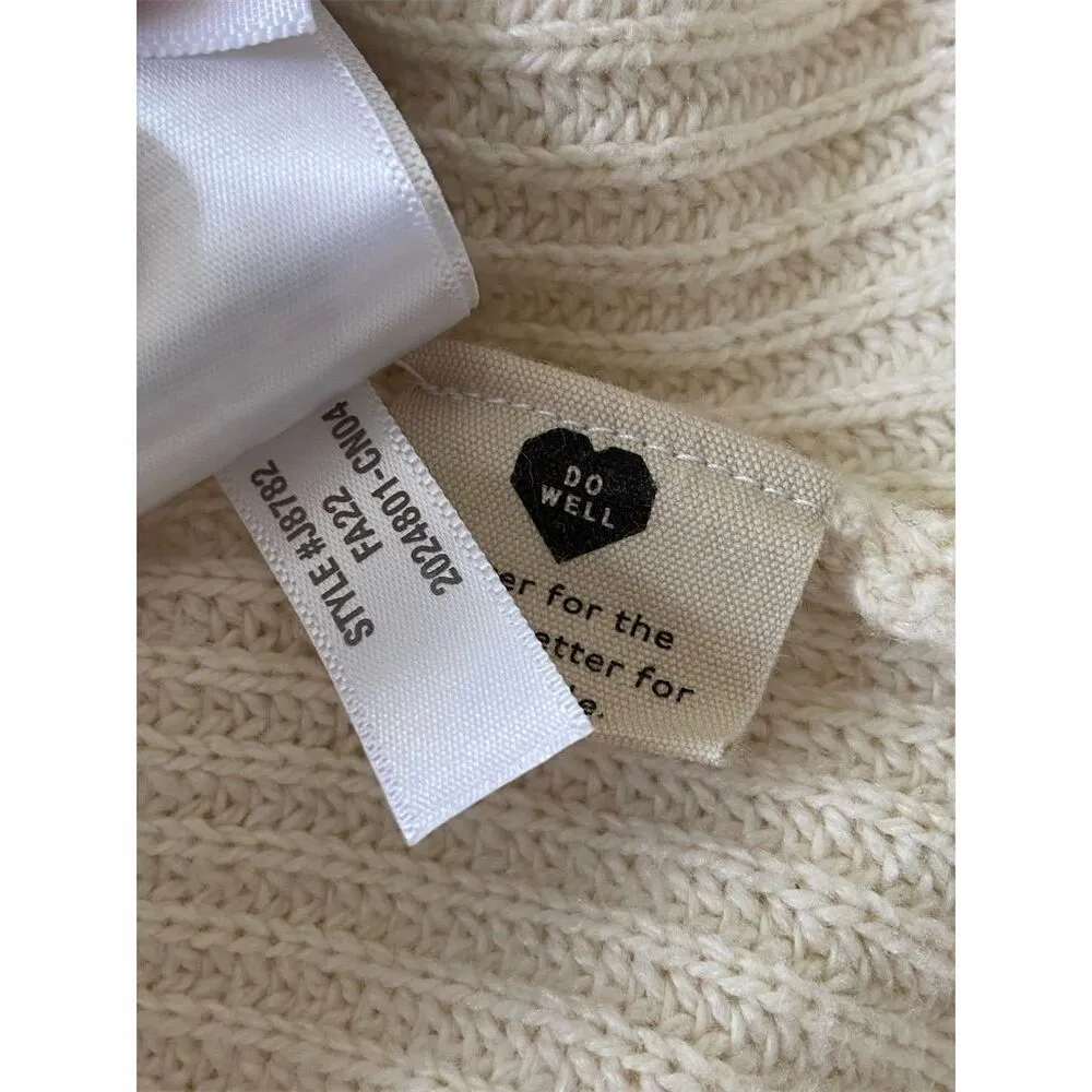 Madewell Ivory Patch Pocket Pullover Sweater Size S Long Sleeve Crew Neck - Image 6