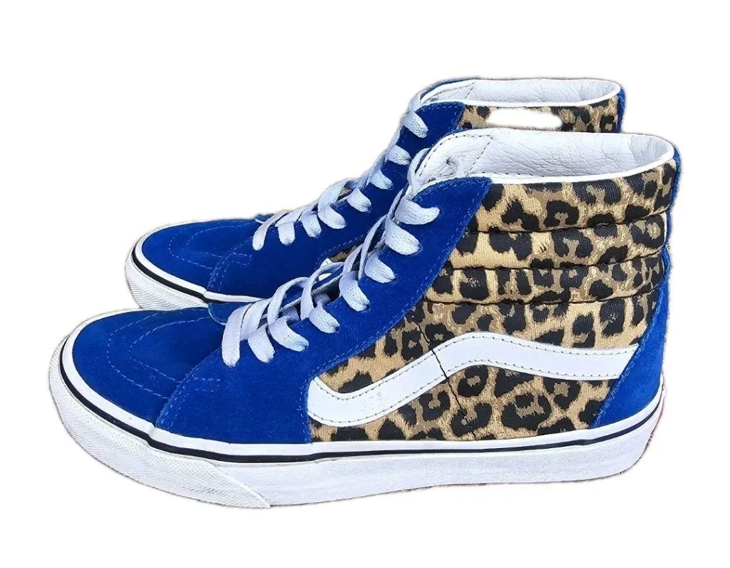 VANS SK8 Hi Blue Lepoard Animal Print Sneakers Shoes Mens Size 6 Womens Size 7.5 - Image 3