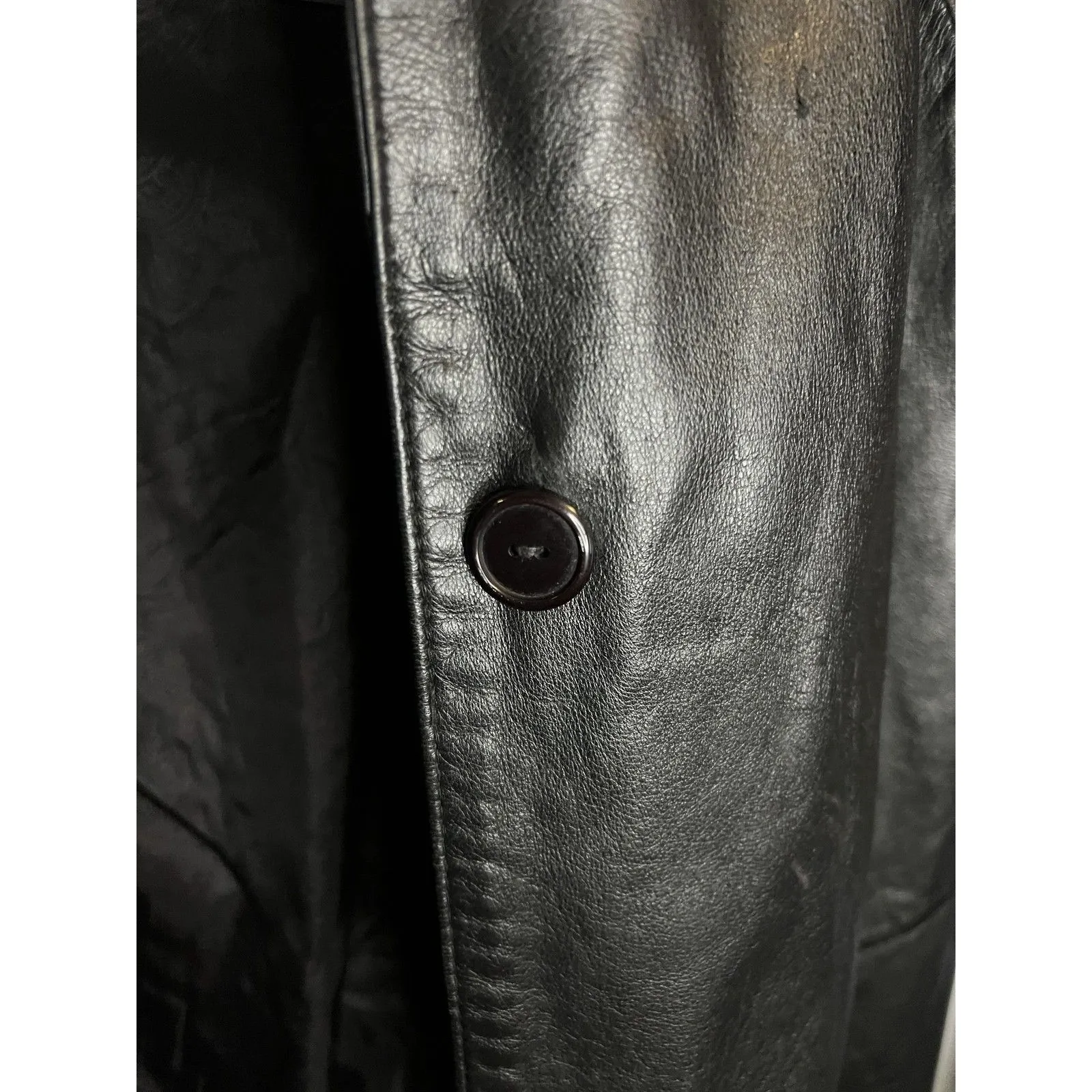 Vintage AVANTI Leather Coat Womens Medium Black Long Duster 3/4 Sleeve Lined 80s - Image 11