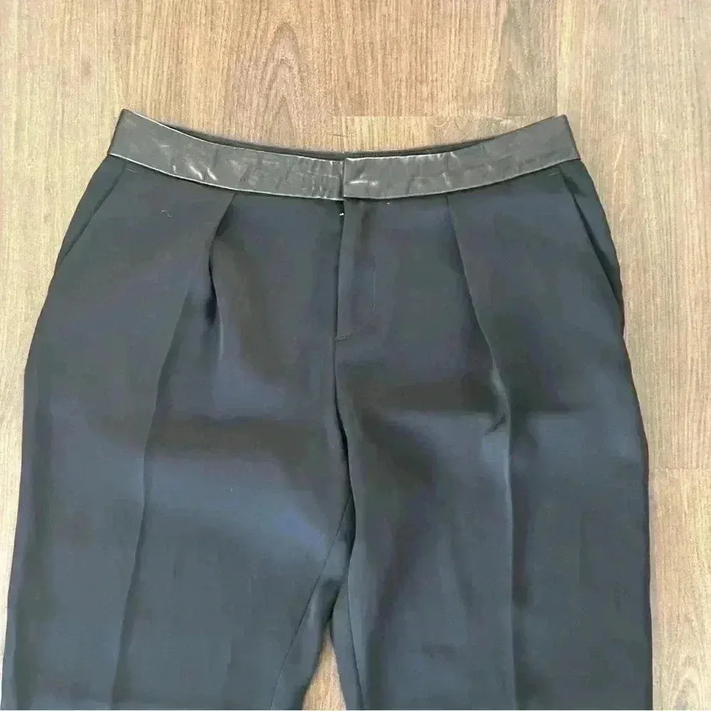 Rag & Bone cropped pants with faux leather on the waist size 4 in black . - Image 4