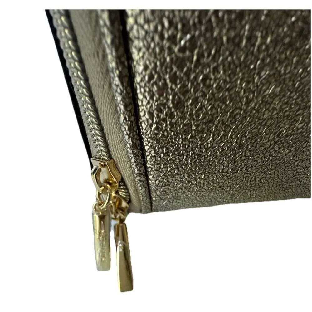 Vintage Estee Lauder Gold Cosmetic Travel Train Case/Bag Soft Metallic NEW - Image 5