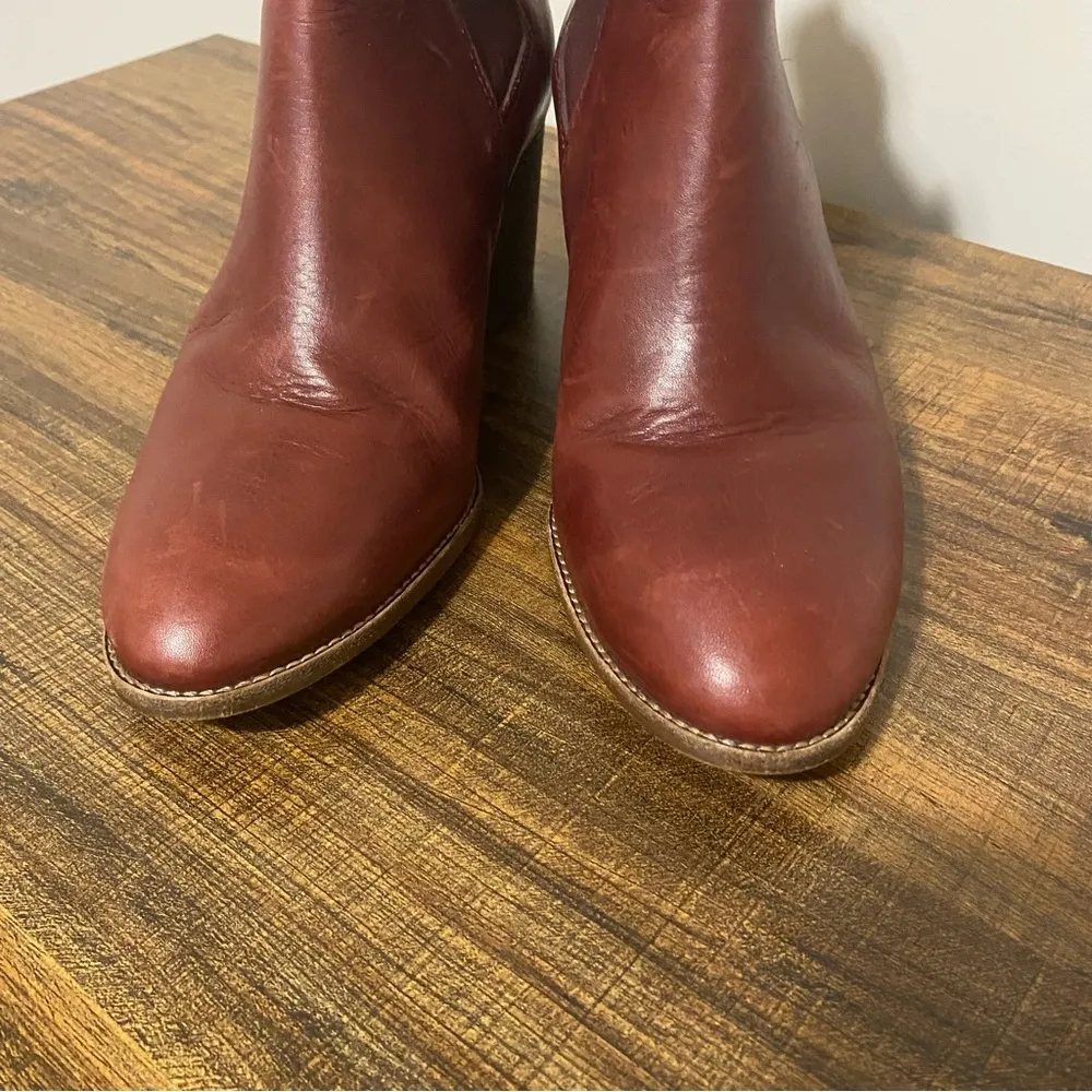 Madewell Dark Cherry Leather Booties size 9.5 - Image 8