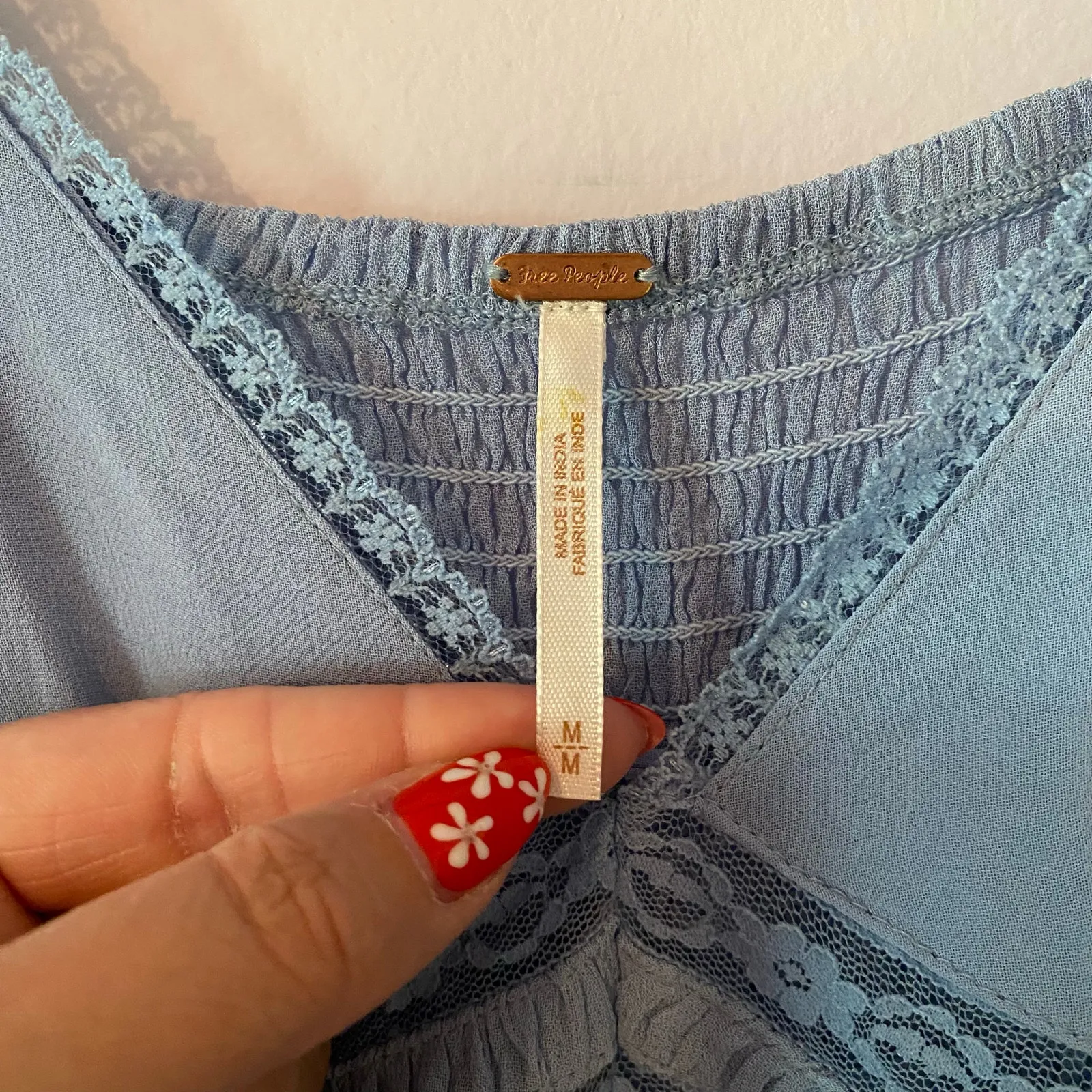 NWT Free People Intimately Light Blue Lace Slip Dress Sleeveless Women's Medium - Image 3