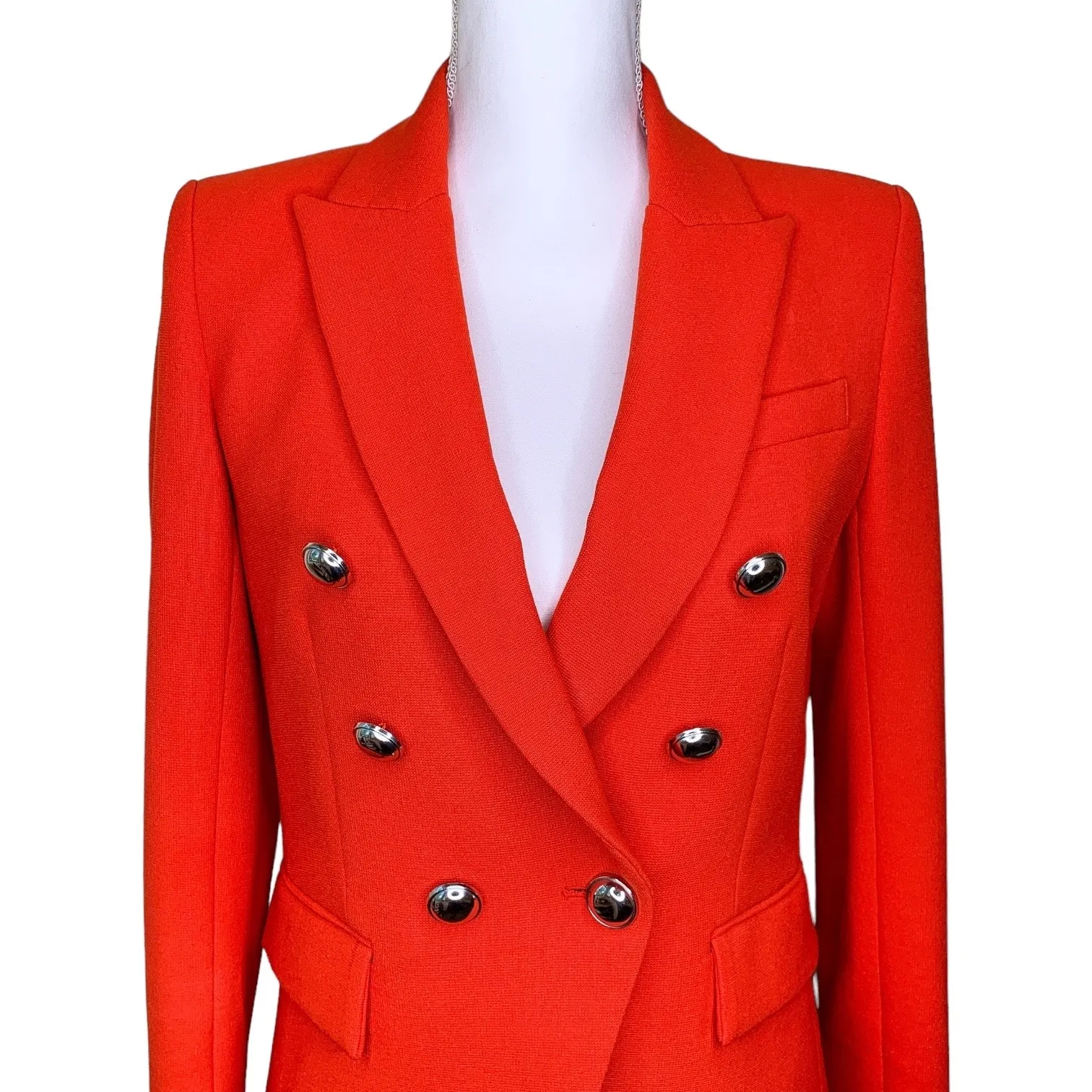Veronica Beard Red Flame Miller Dickey Jacket Blazer Silver Double Breasted - Image 7