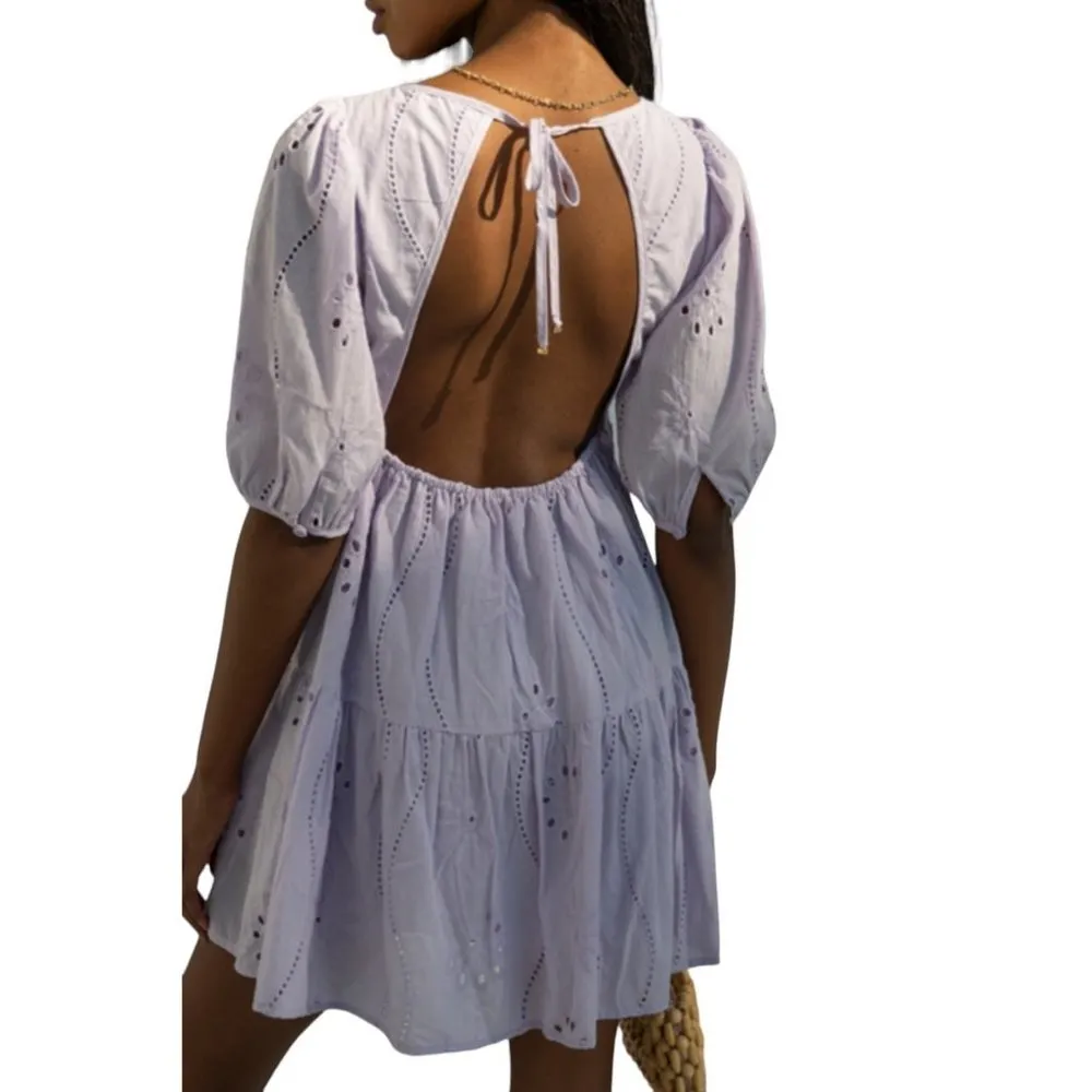 Seven Wonders 1/2 Sleeve Open Back Babydoll Dress Purple Size XL NWT - Image 3