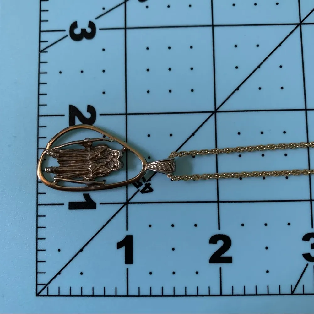 Vintage Sterling Gemini Zodiac Twins Pendant Necklace Gold/Bronze Color Gold - Image 7