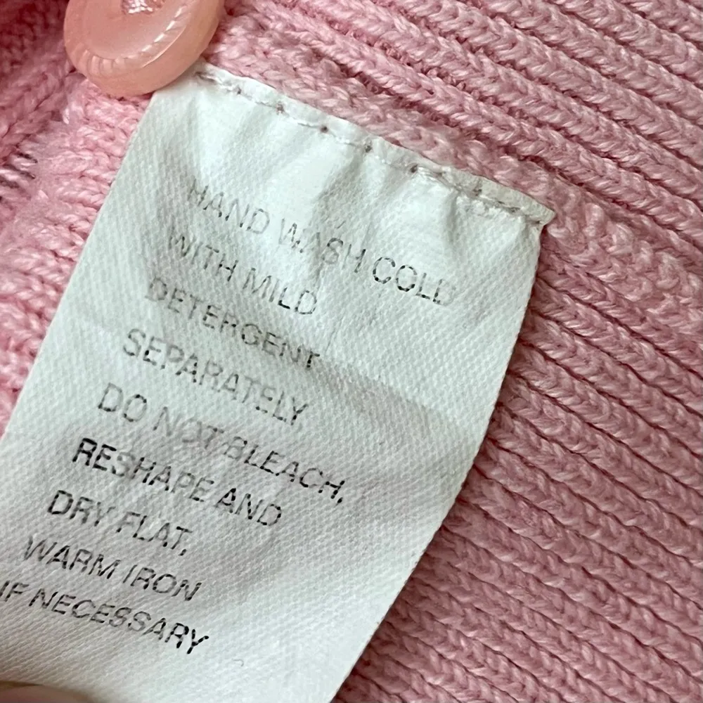 Jeanne Pierre Pink Cotton Ruffle Trim Cardigan Sweater Coquette Y2K Cottage PL - Image 7