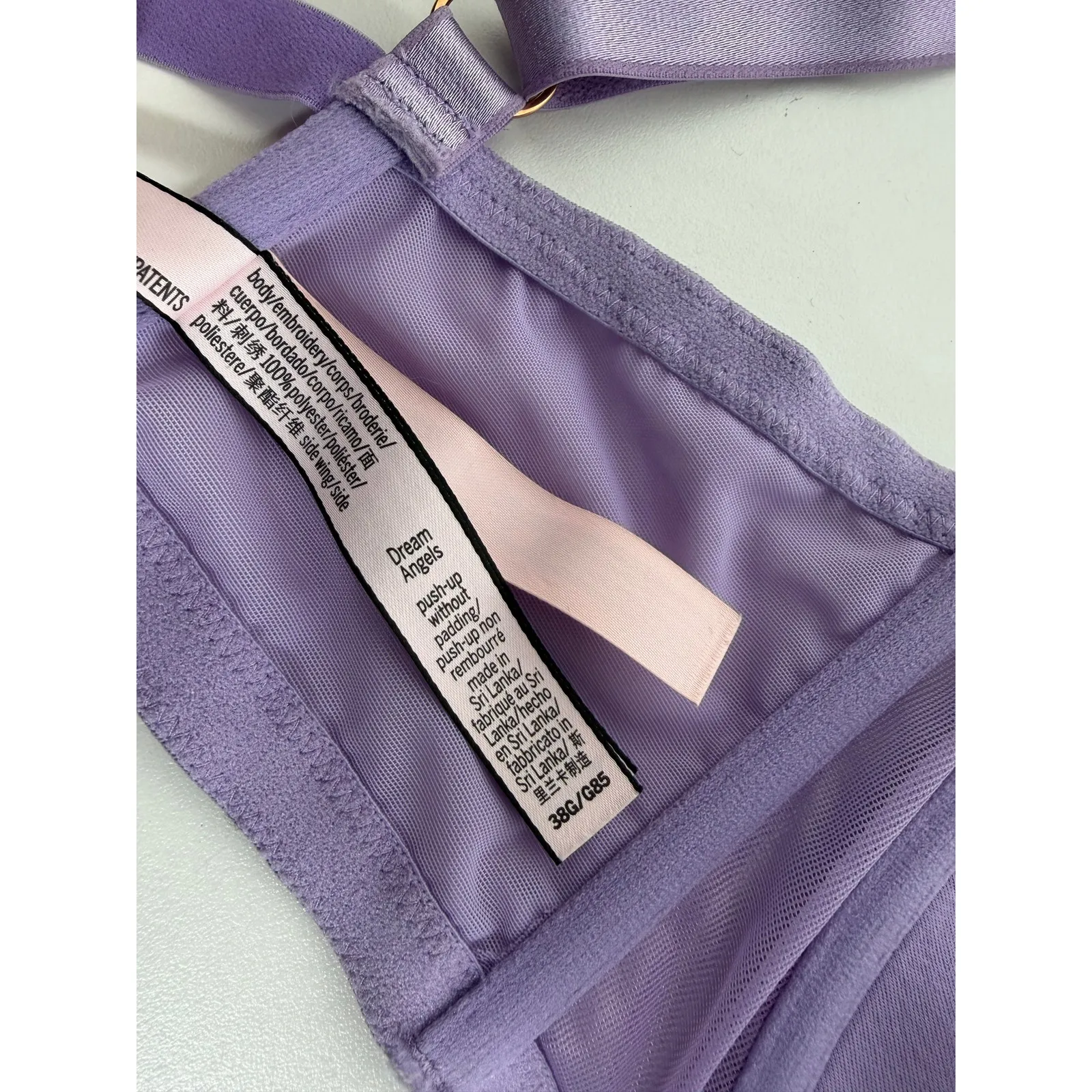 NEW Victorias Secret 38G Dream Angels Push-Up without Padding Purple Floral Lace - Image 7