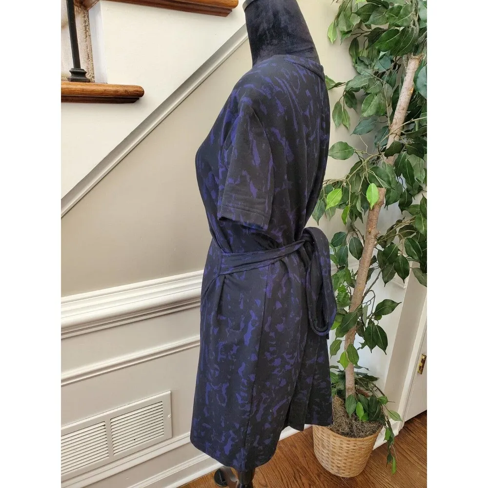 Limited Women's Black & Blue Cotton Round Neck Short Sleeve Knee Length Dress L - Image 6