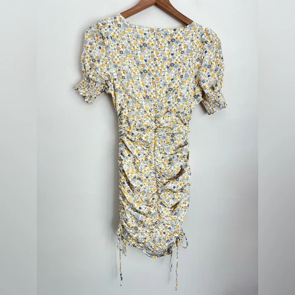 Bardot Dress Cindy Sweetheart Neck Yellow Floral XS 4 - Image 5