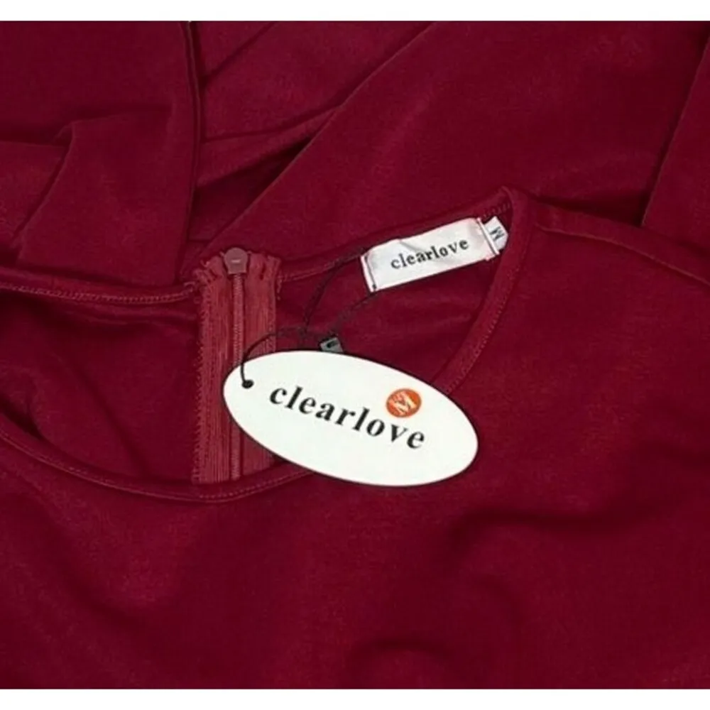 Clearlove Valentines Red Long Sleeve Elegant Cocktail Party Dress Size M NEW! Size M - Image 6