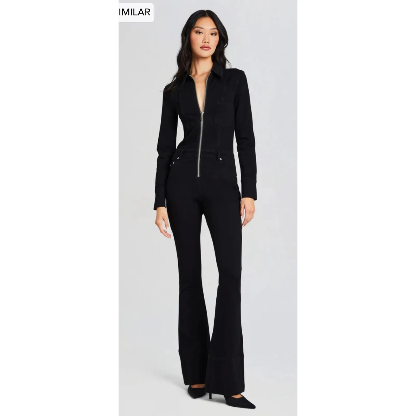 NWT SER.O.YA‎ Deedee Denim Flare Jumpsuit in Black Size Small $448 - Image 3