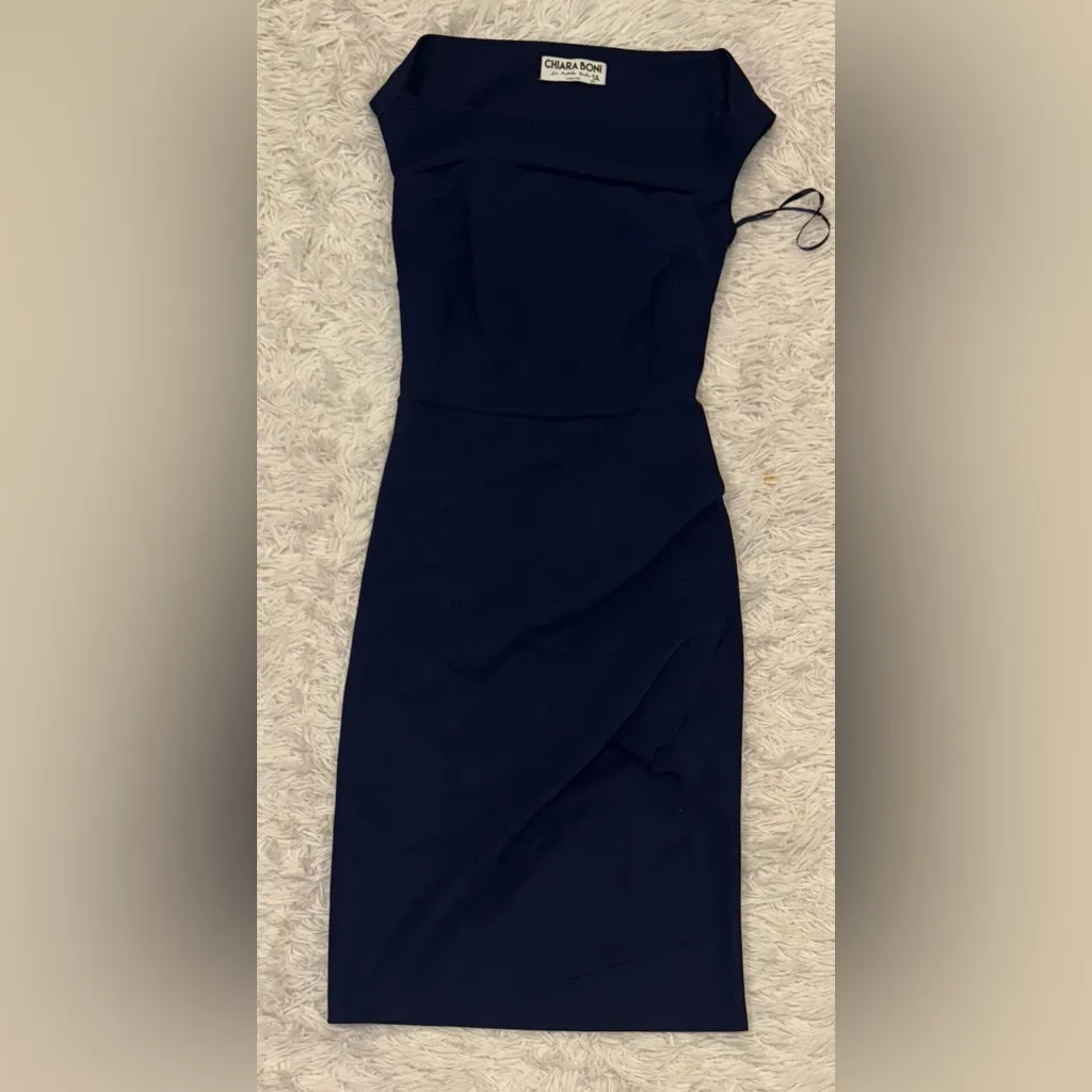 NEW Chiara Boni La Petite Robe Melania Jersey Blue Notte Dress sz IT 40 US 4 - Image 2