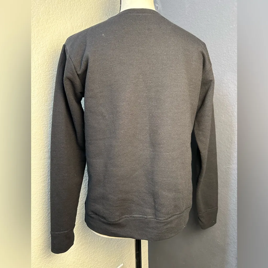 Vintage Merry Xmas Cat Santa Claus Sweatshirt Big Logo Women Small Black - Image 4