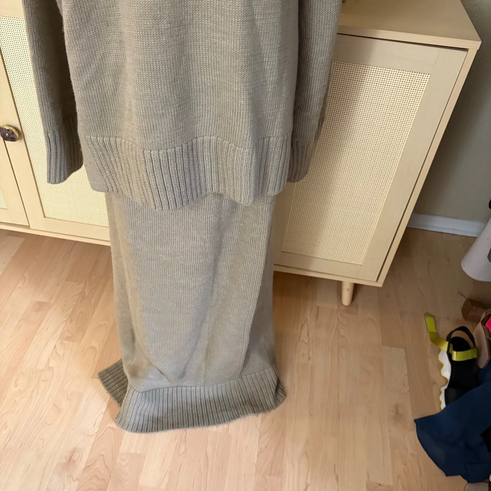 MESHKI Wool Blend Brown Turtle Neck Jumper Long Skirt Size L/XL - Image 5