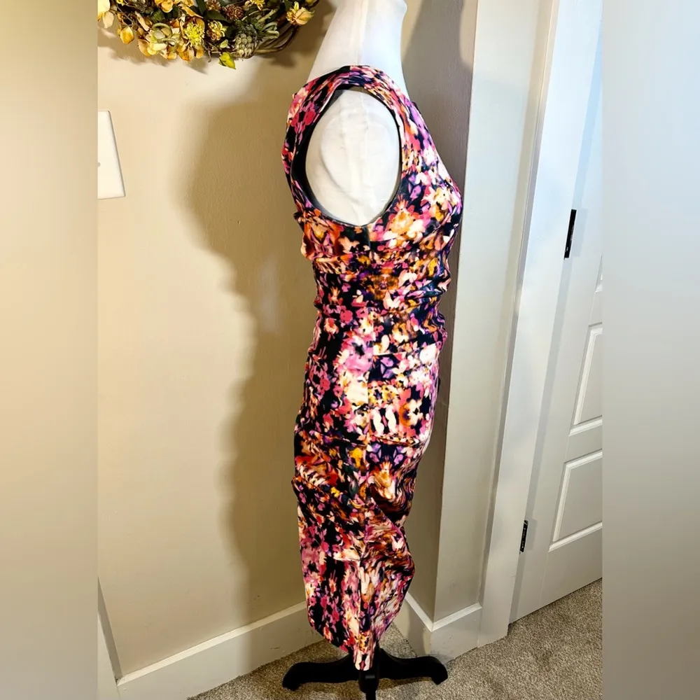 NICOLE MILLER Artelier Lauren Water Lily Ruched BodyCon  Dress Women’s Sz 10 - Image 5