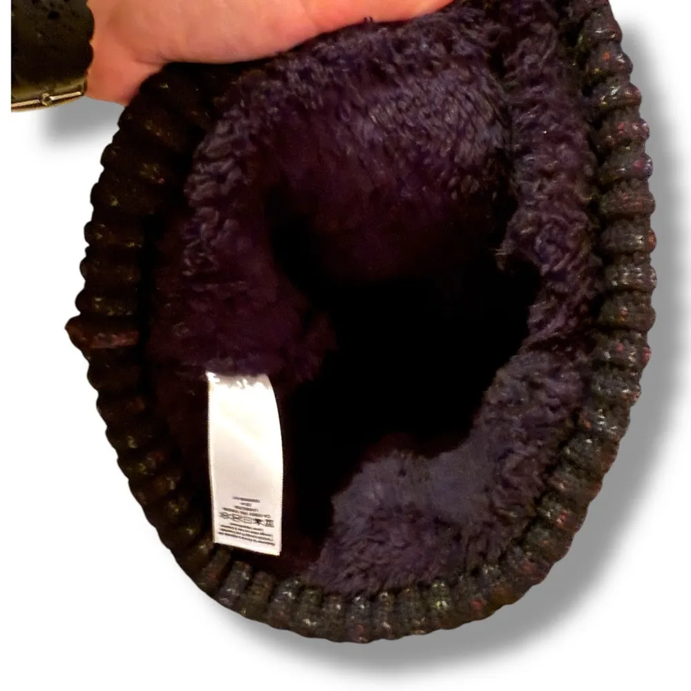 Lululemon Women's Textured Fleece-Lined Knit Beanie in Cassis/Black/Heather Grey - Image 4