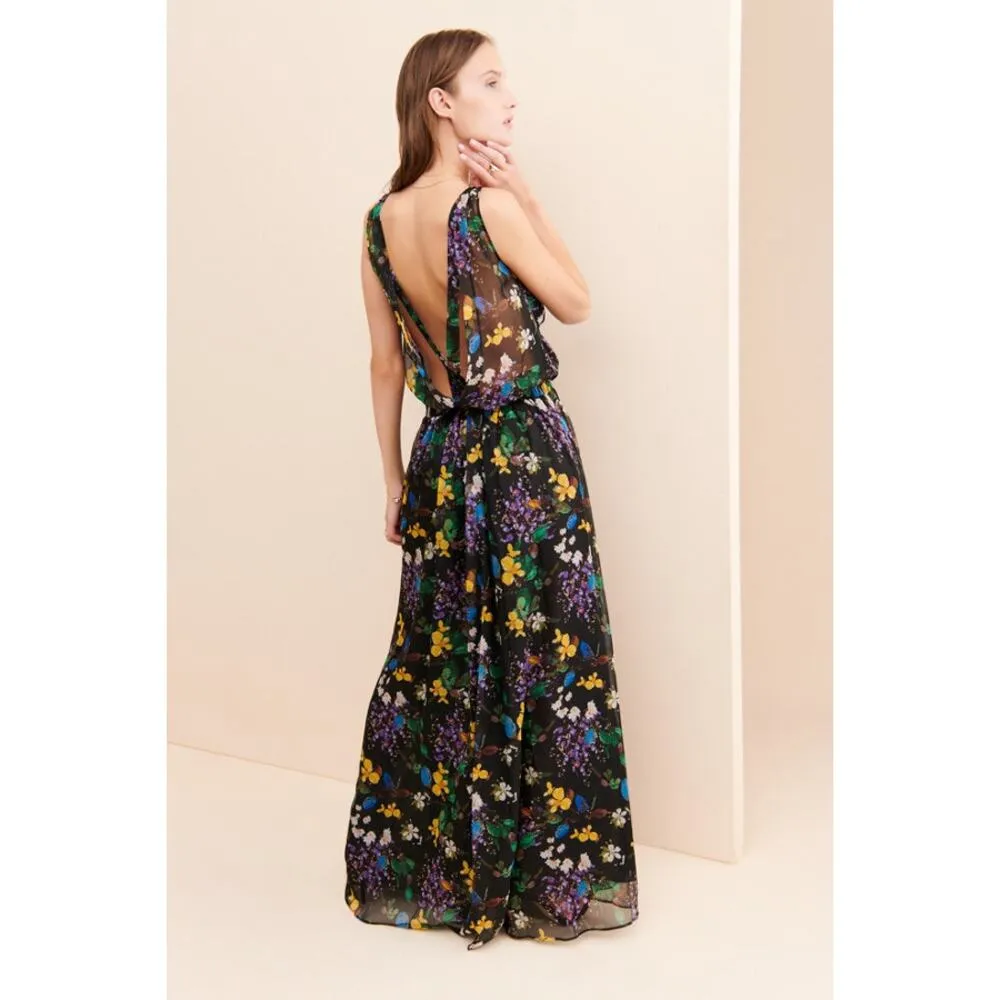Eywasouls Size XS/S Malibu Event‎ Black Vintage Abroad Maxi Black Floral Print - Image 2