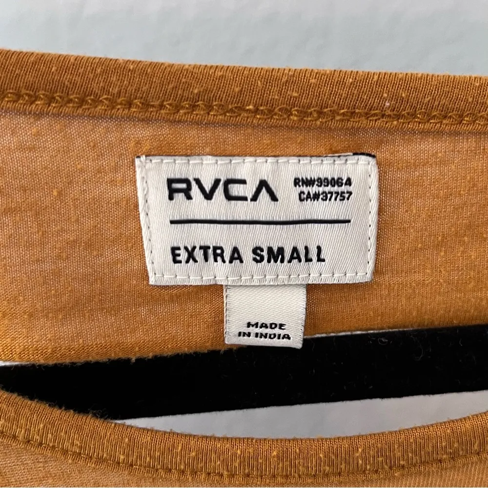 RVCA Long Sleeve Burnt Orange Dark Mustard High Low Top XS - Image 4