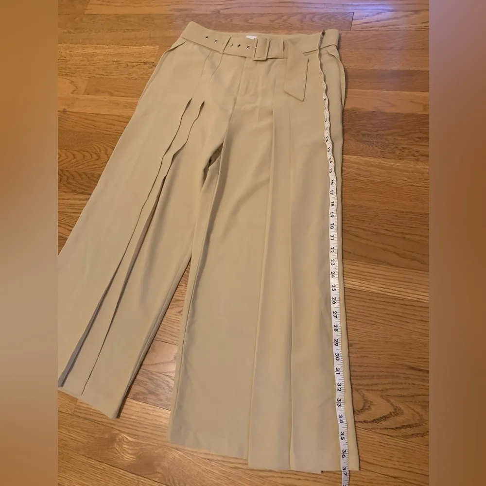 NWT High waist flowy wide leg belted culotte pants size L Tan Size L - Image 14