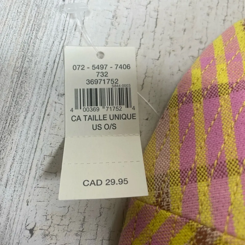 NWT Aerie Teddy Reversible Bucket Hat Womens O/S Yellow Pink Brown Plaid‎ Casual - Image 3