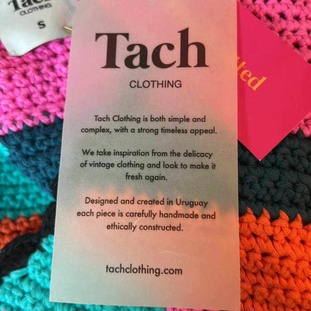 TACH Tini Multicolor Crochet Cardigan NWT Size Small Pink - Image 8