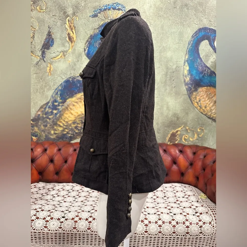 H&M Black Utility Jacket with Structured Stand Collar - Image 2