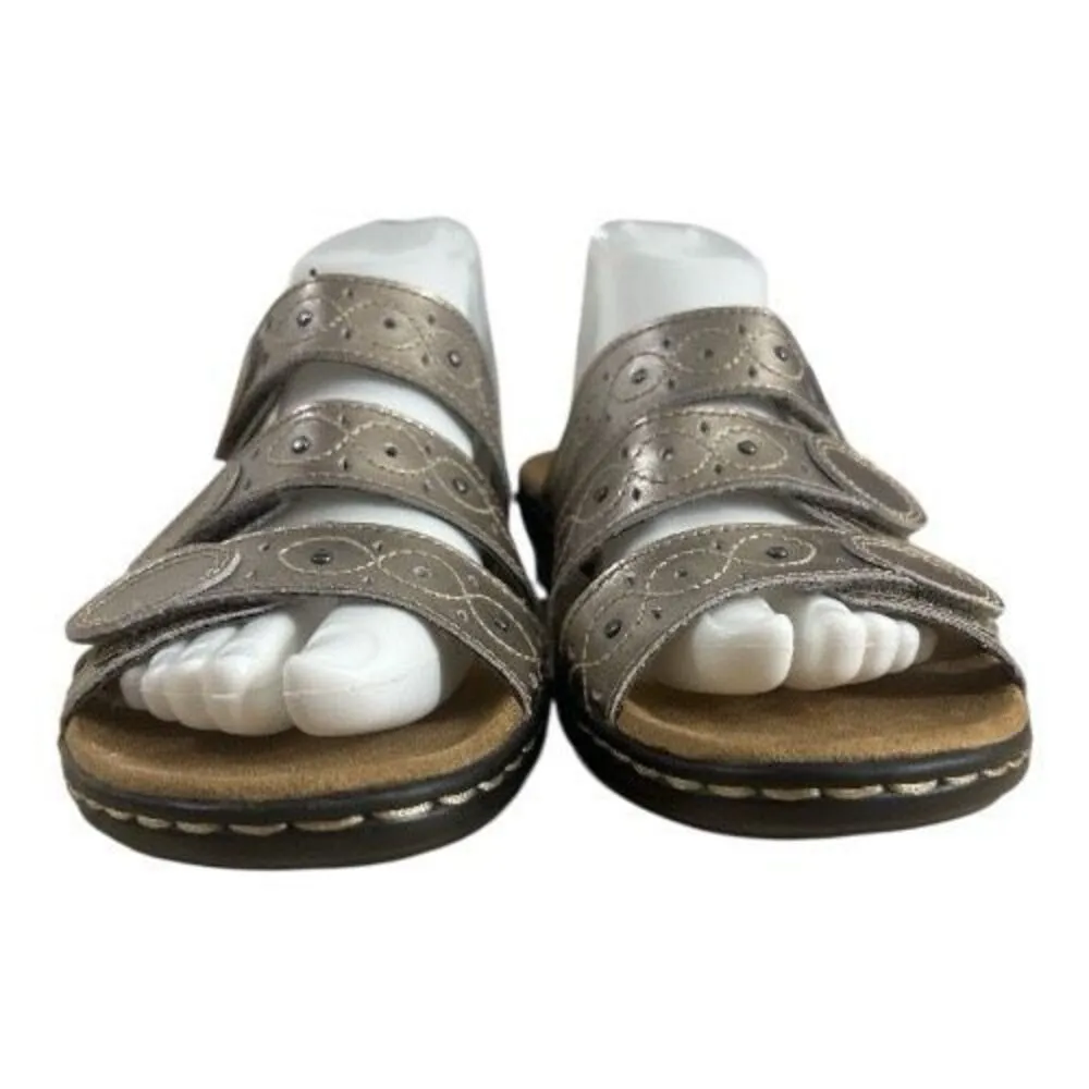 Clarks Women Leisa Cacti Sandal Size 8 W Bronze Slide Adjustable Shoe Strappy - Image 4