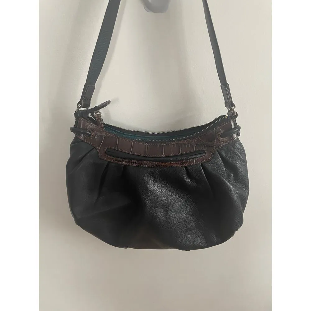 Brighton‎ Black Leather Hobo Bag with Brown Croc Trim & Silver Hardware - Image 11