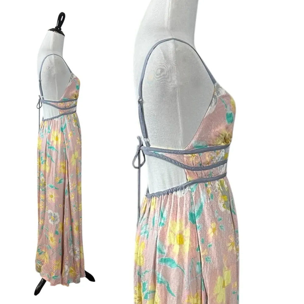 Free People Wisteria Maxi Dress Light Combo Size Small Summer Pastel Retro 70s - Image 8