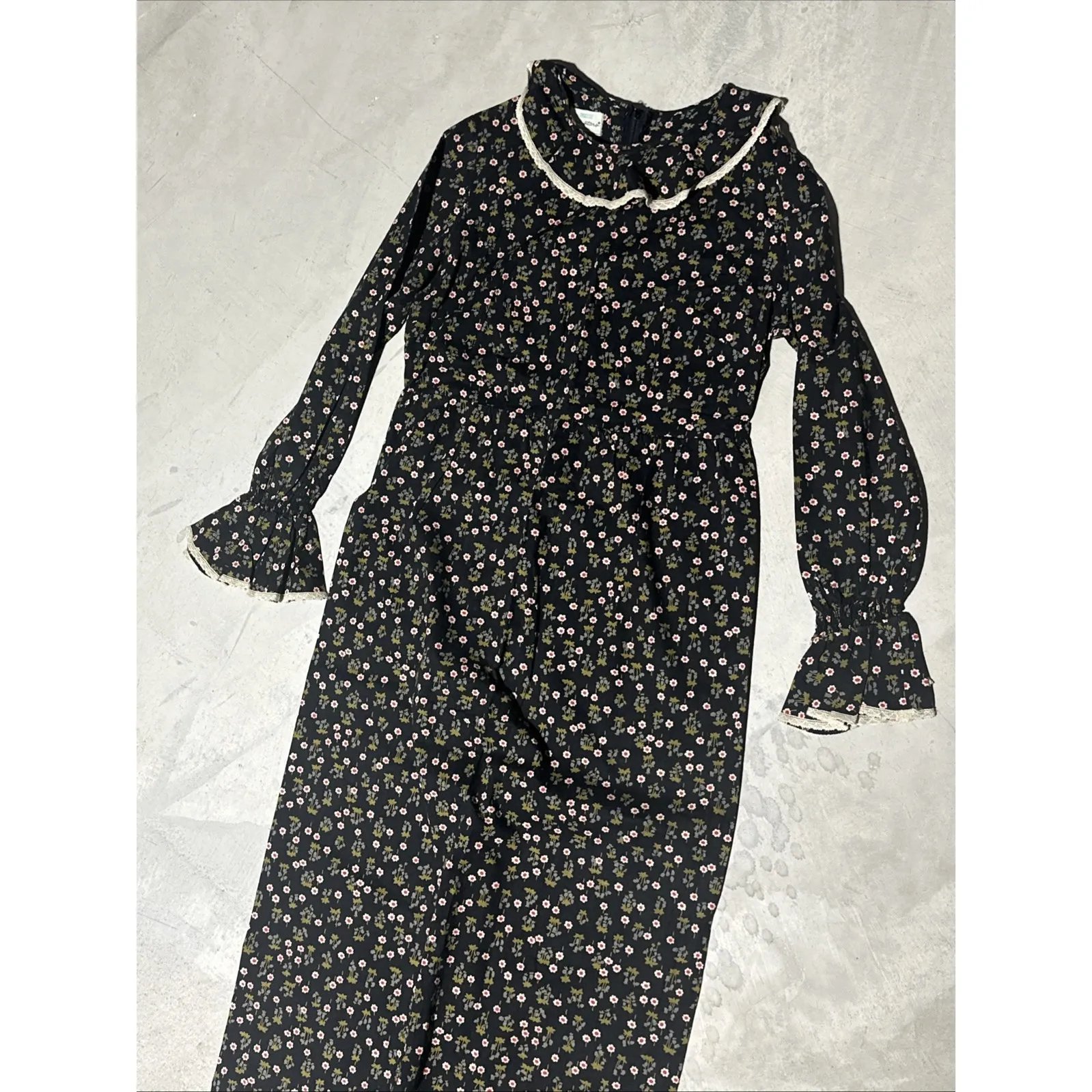 Genuine 1940s/50s Long Dress Floral by Sears Roebuck "Sea Stars" Lace USA Size 6 - Image 2