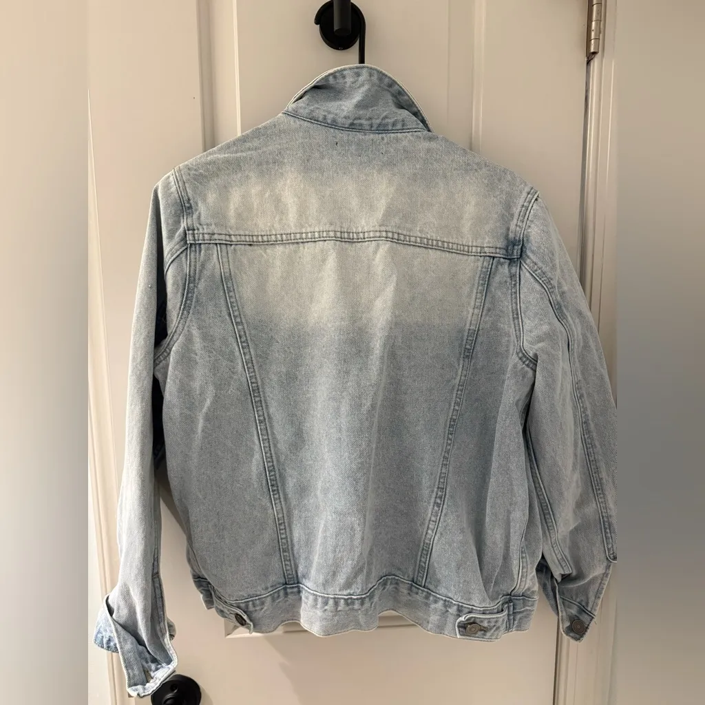 Lulus Lalah Light Wash Oversized Denim Jacket Blue - Size M - Image 6