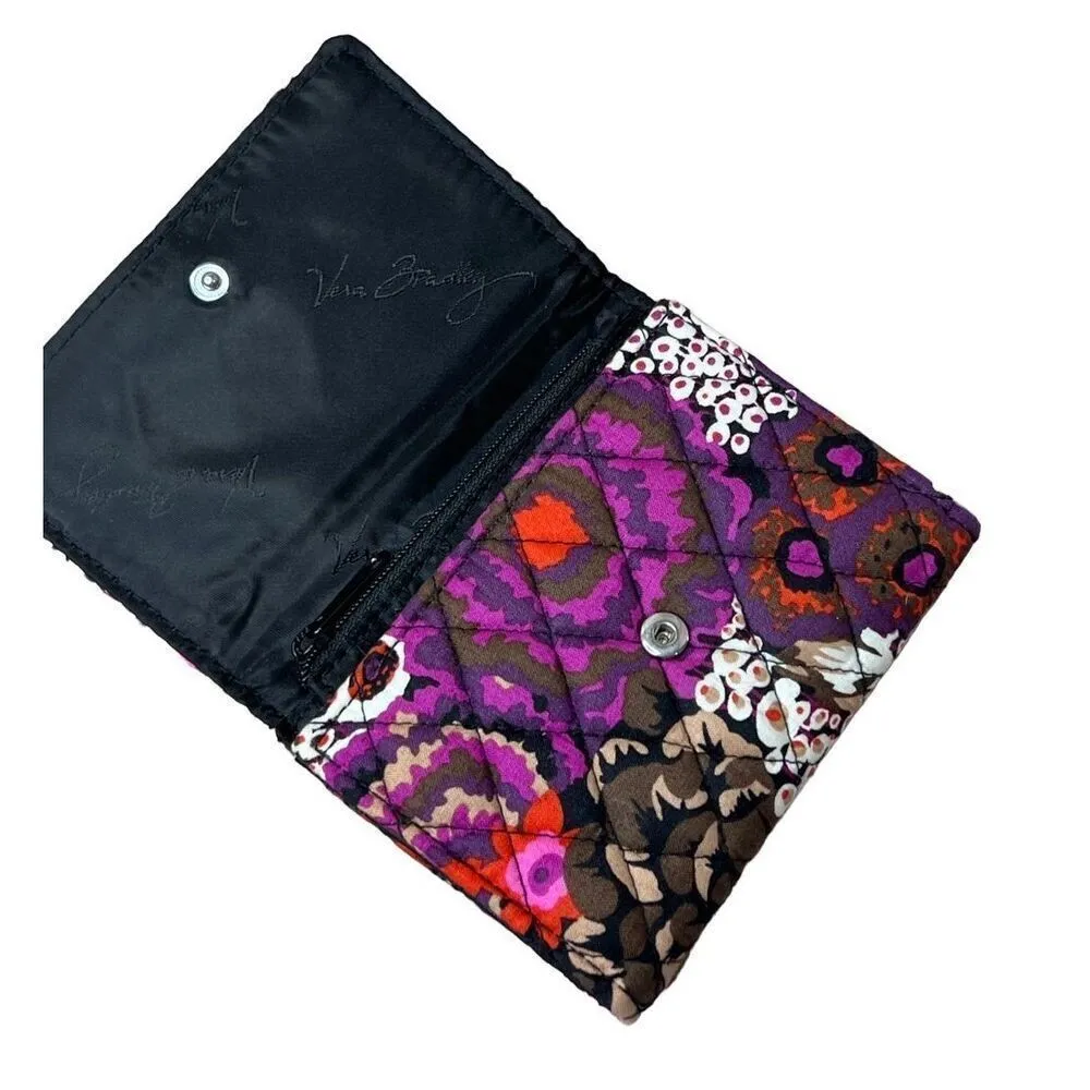 Vera Bradley Rosewood Floral Print Euro Tri-fold Wallet Quilted Bohemian 70s‎ - Image 2