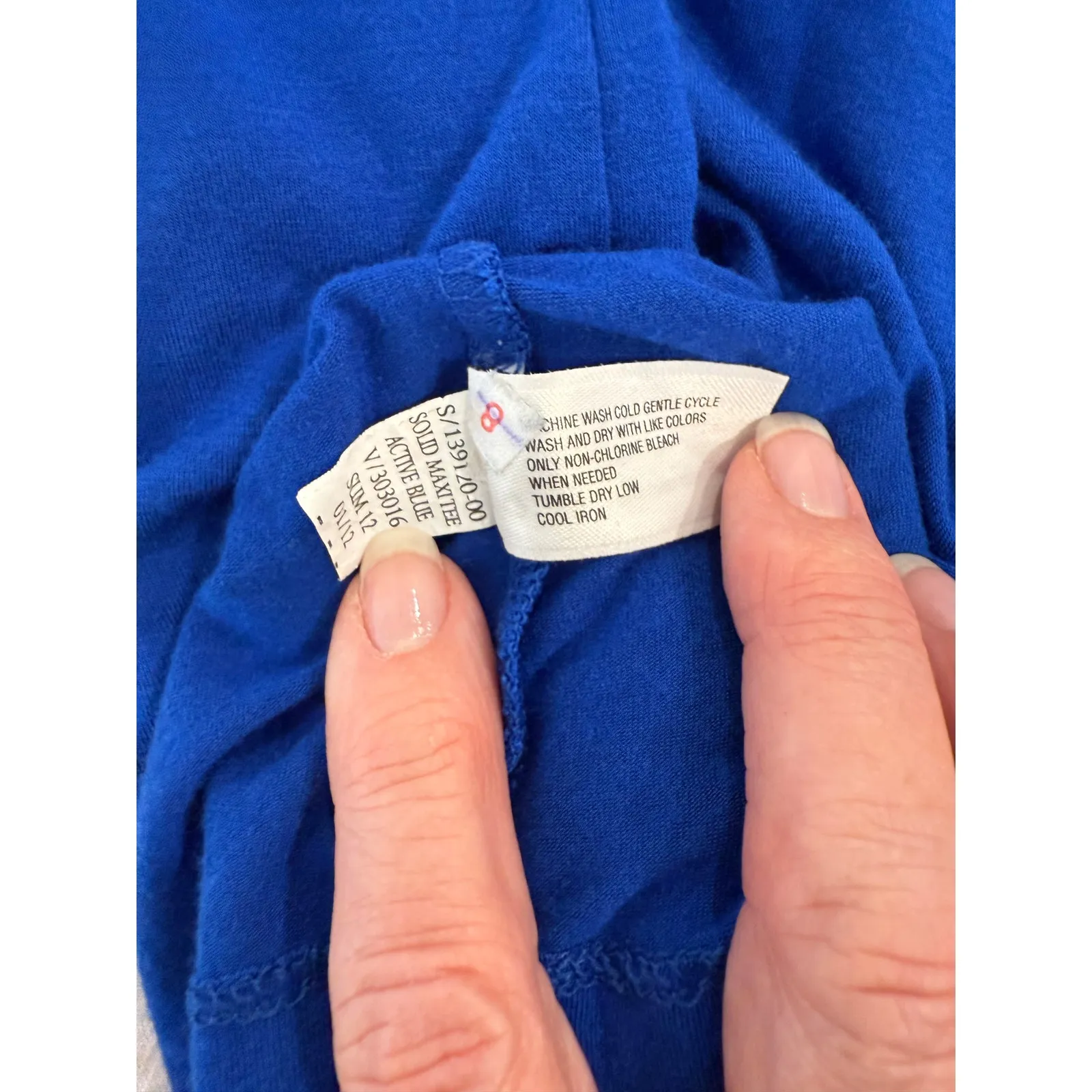 Gap Short Sleeve Round Neck Solid Maxi Tee Dress Active Blue Women's Size Medium - Image 7