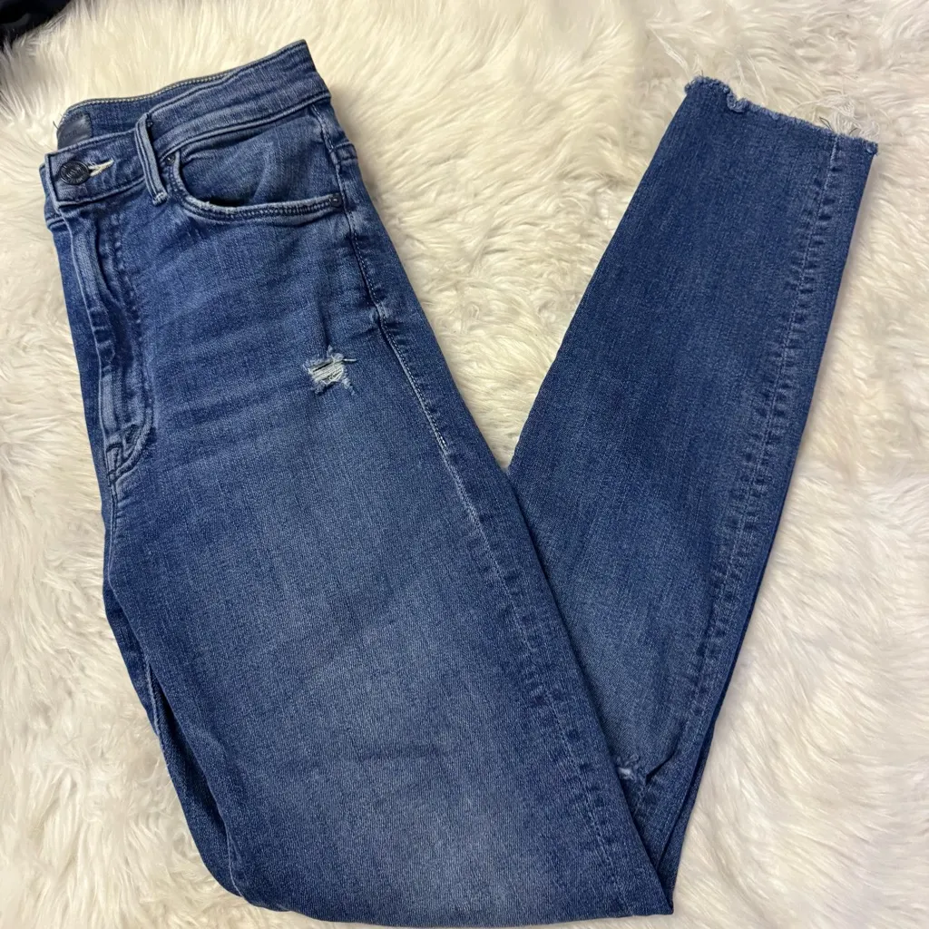 MOTHER The Swooner Ankle Fray Jeans – “Weekend Warrior” – Size 26 Blue - Image 5